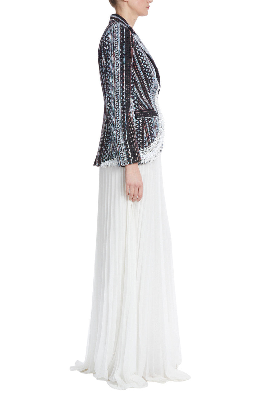 Blue | Runway Embellished Tweed Jacket