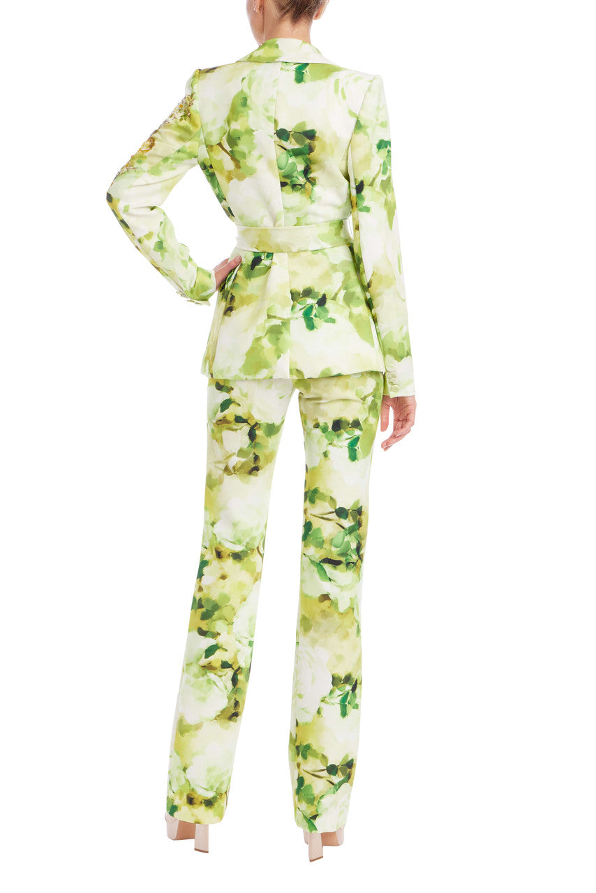 Lime Multi | Beaded Floral Tie-Waist Jacket Back