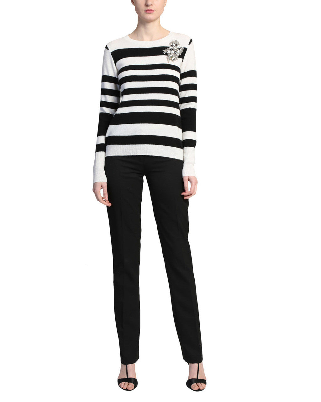 Black Multi | Stripe Sweater with Embellishment
