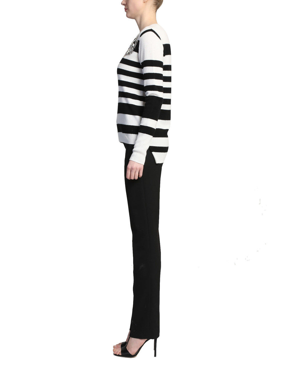 Black Multi | Stripe Sweater with Embellishment
