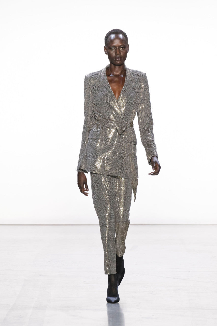 Gold | Runway Sequin Slim Fit Ankle Length Pant
