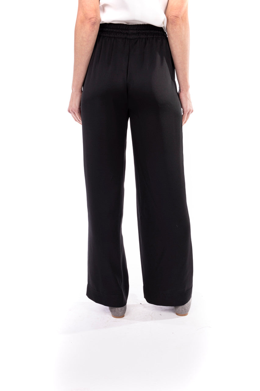 Black | Satin Drawstring Pants
