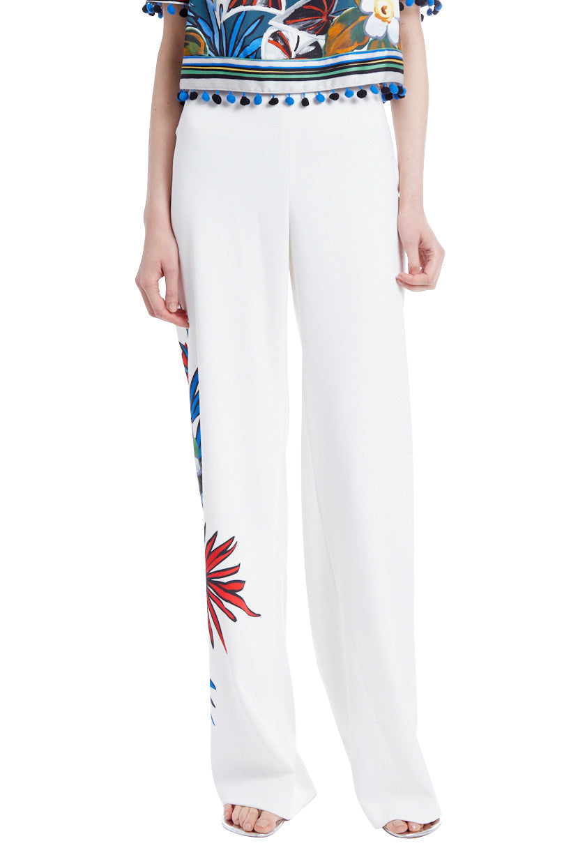 White Multi | Floor-Length Wide-Leg Floral Pants