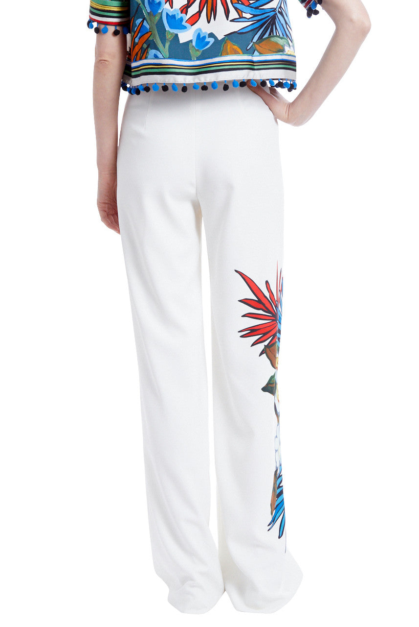White Multi | Floor-Length Wide-Leg Floral Pants
