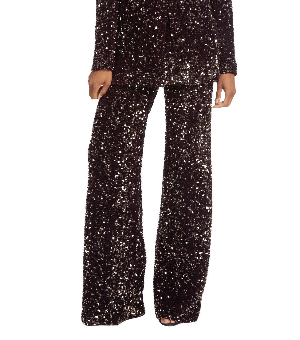 Eggplant Multi | Glamorous Velvet and Sequin Pants