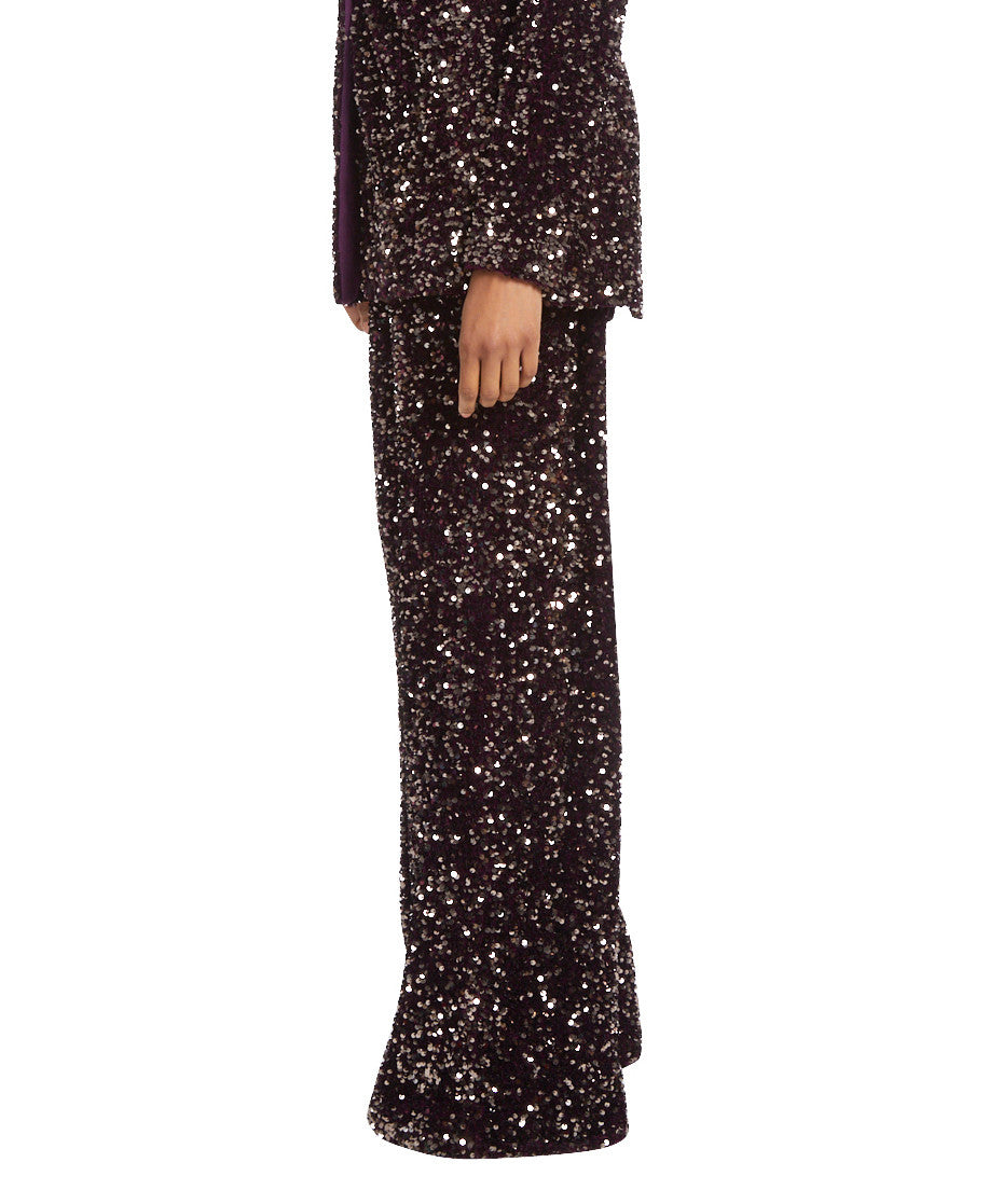 Eggplant Multi | Glamorous Velvet and Sequin Pants