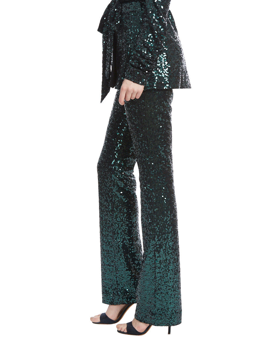 Emerald | Emerald Green Sequined Flared Pants