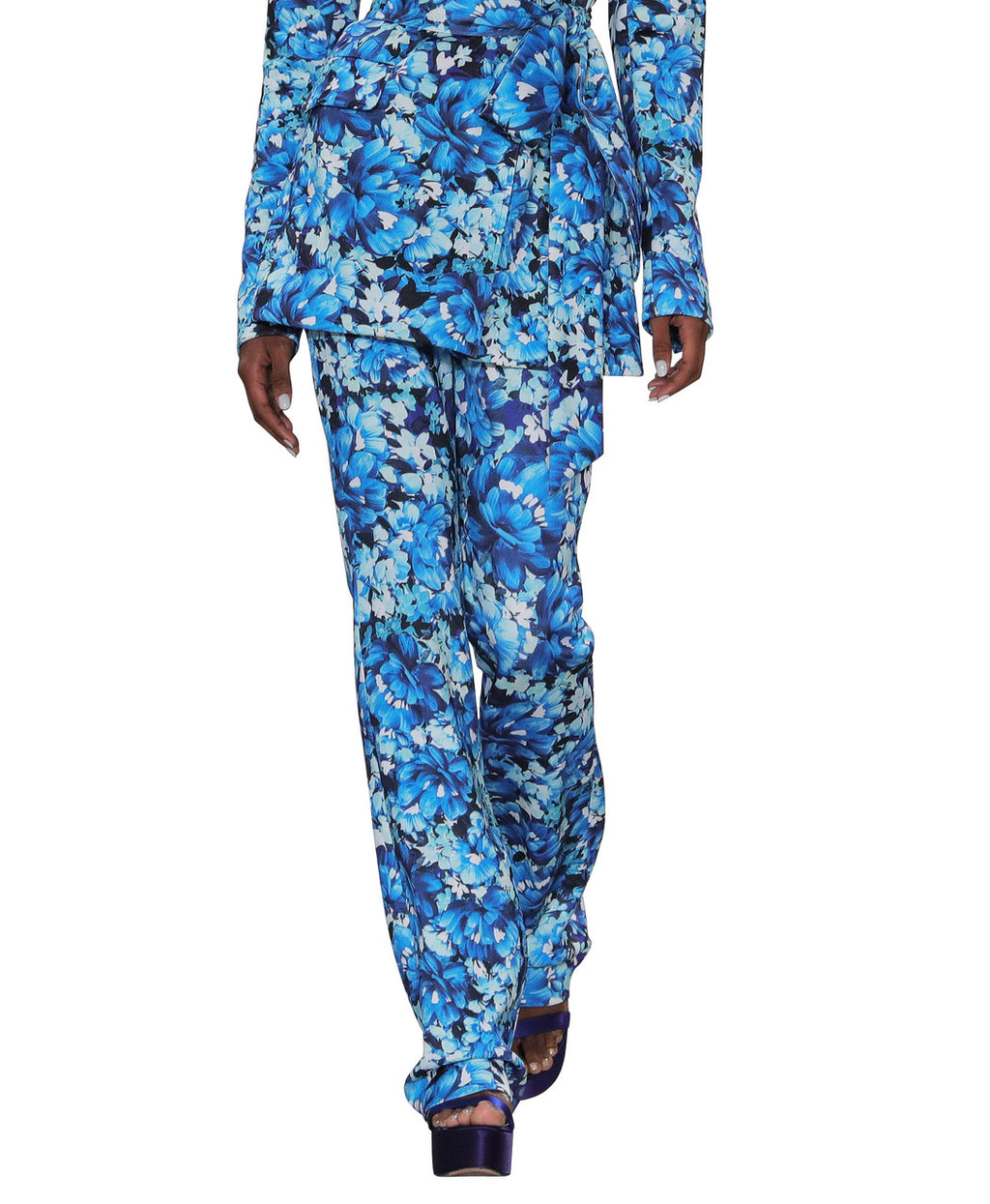 Teal Multi | Floral Wide Leg Pants