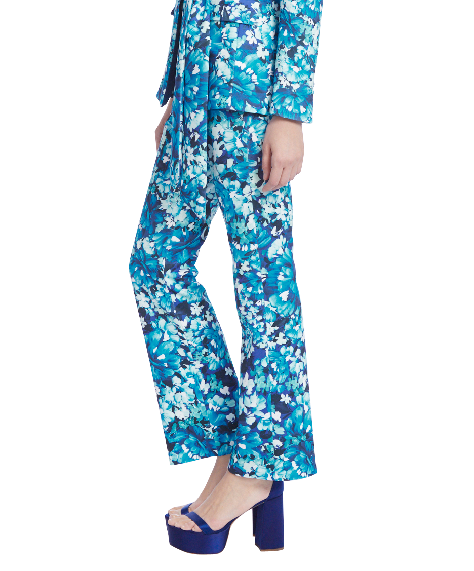 Teal Multi | Floral Wide Leg Pants