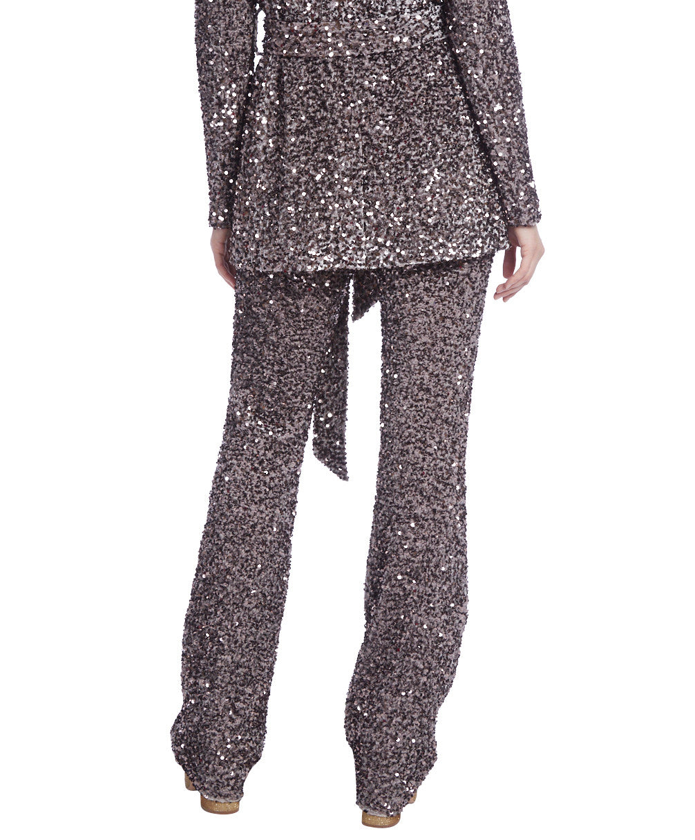 Slate Multi | Sequined Velvet Bootleg Pants