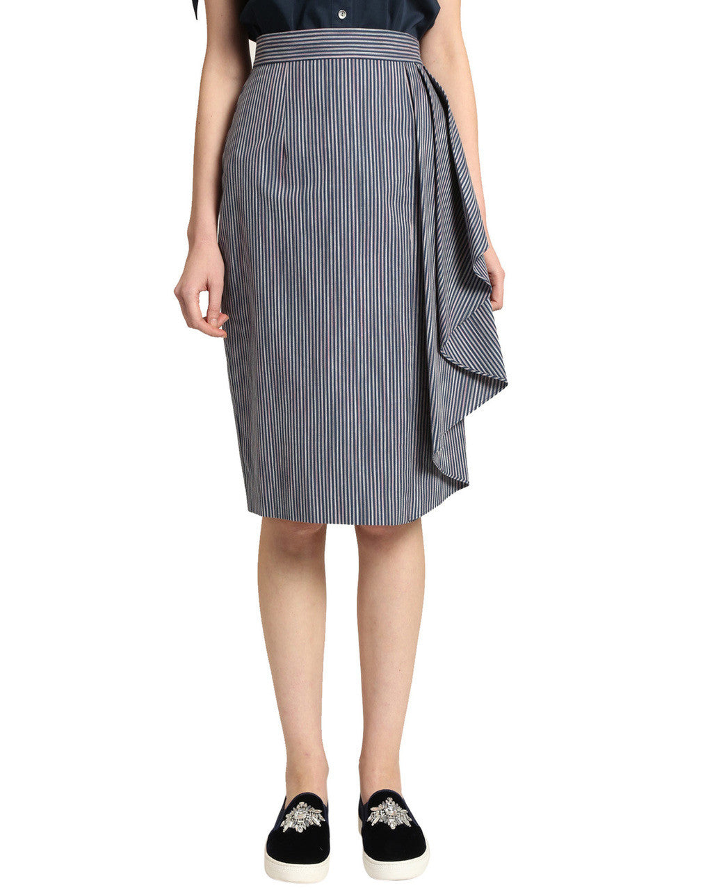 Navy Multi | Stripe Skirt