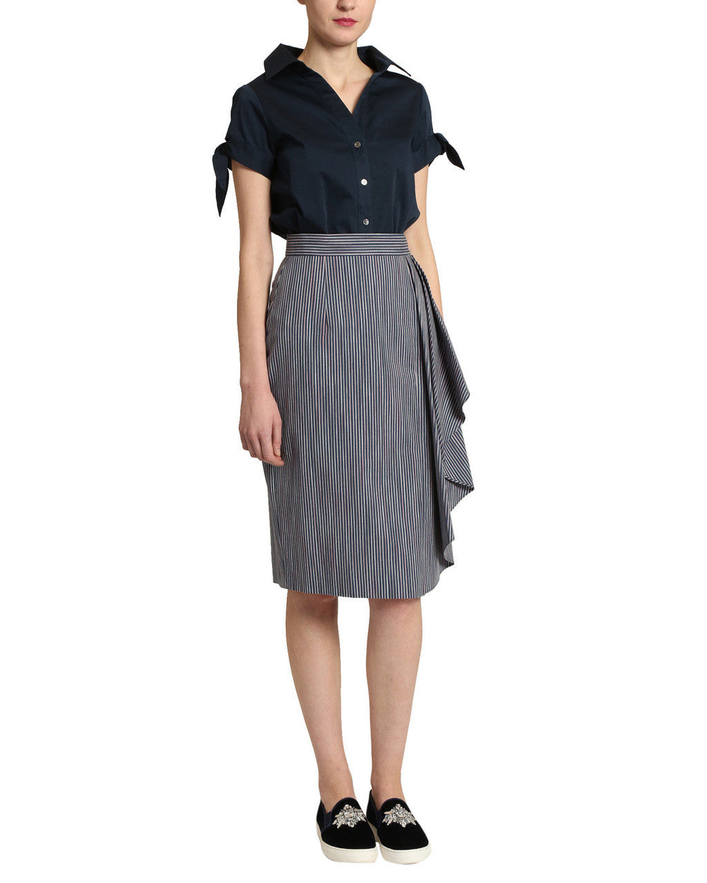 Navy Multi | Stripe Skirt