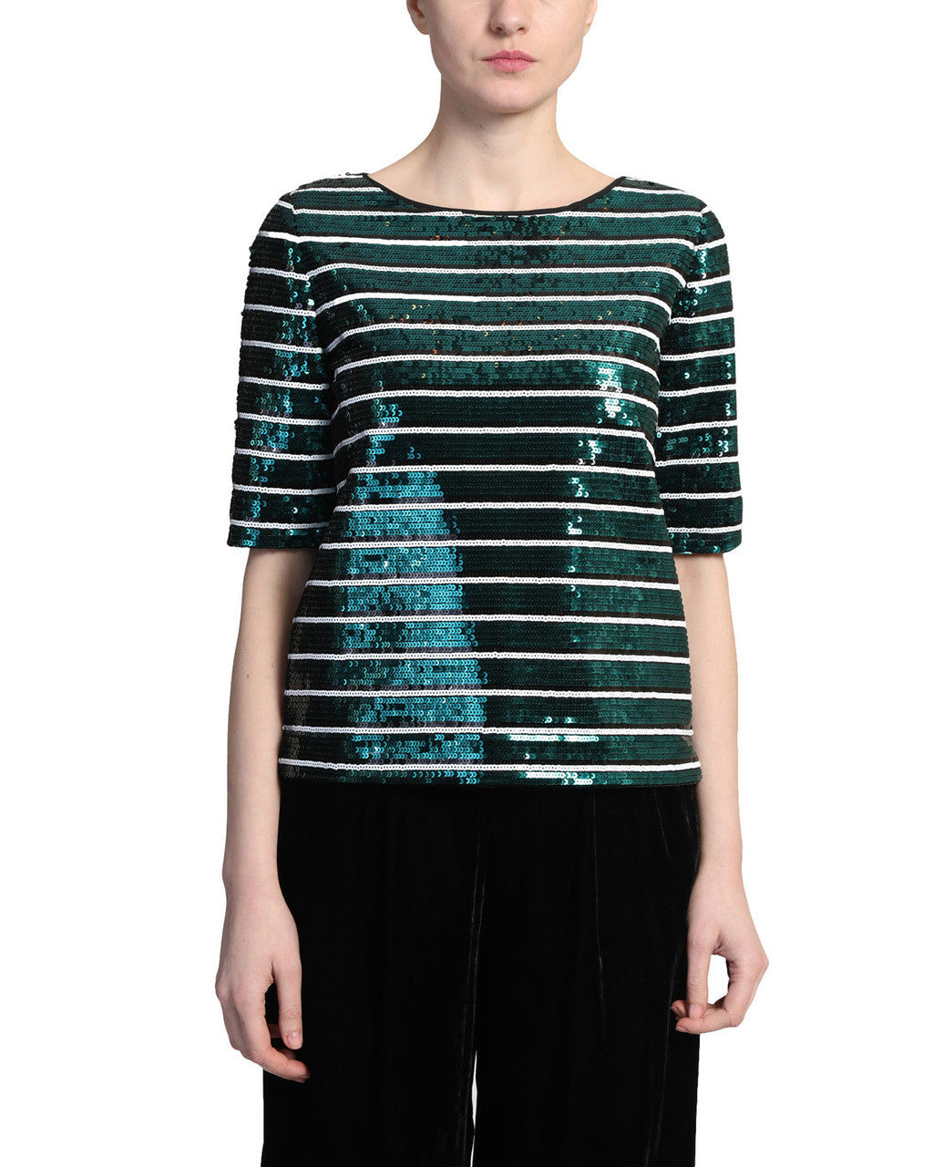 Emerald Multi | Sequin Stripe Tee