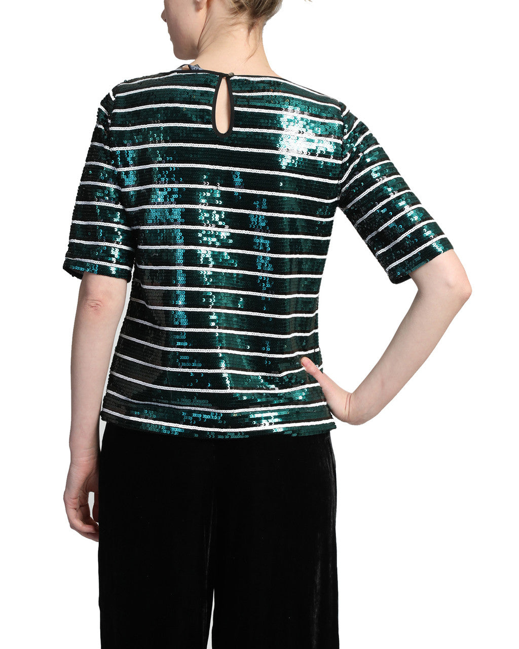 Emerald Multi | Sequin Stripe Tee