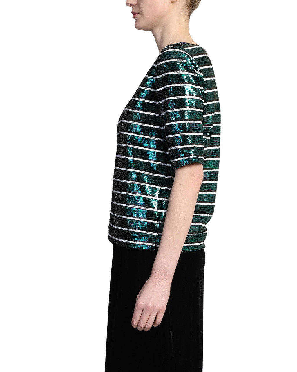Emerald Multi | Sequin Stripe Tee