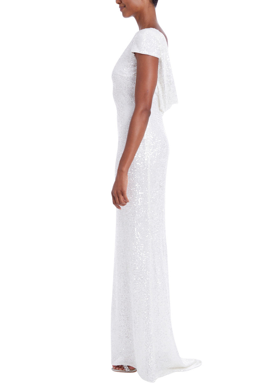Light Ivory | Sequin Gown with Back Cowl Neck
