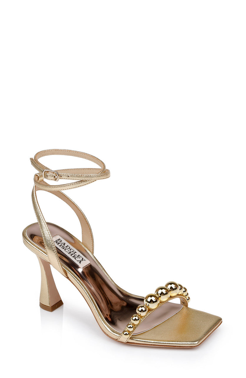 Gold | Cailey Strappy Stiletto Sandal with Balled Vamp