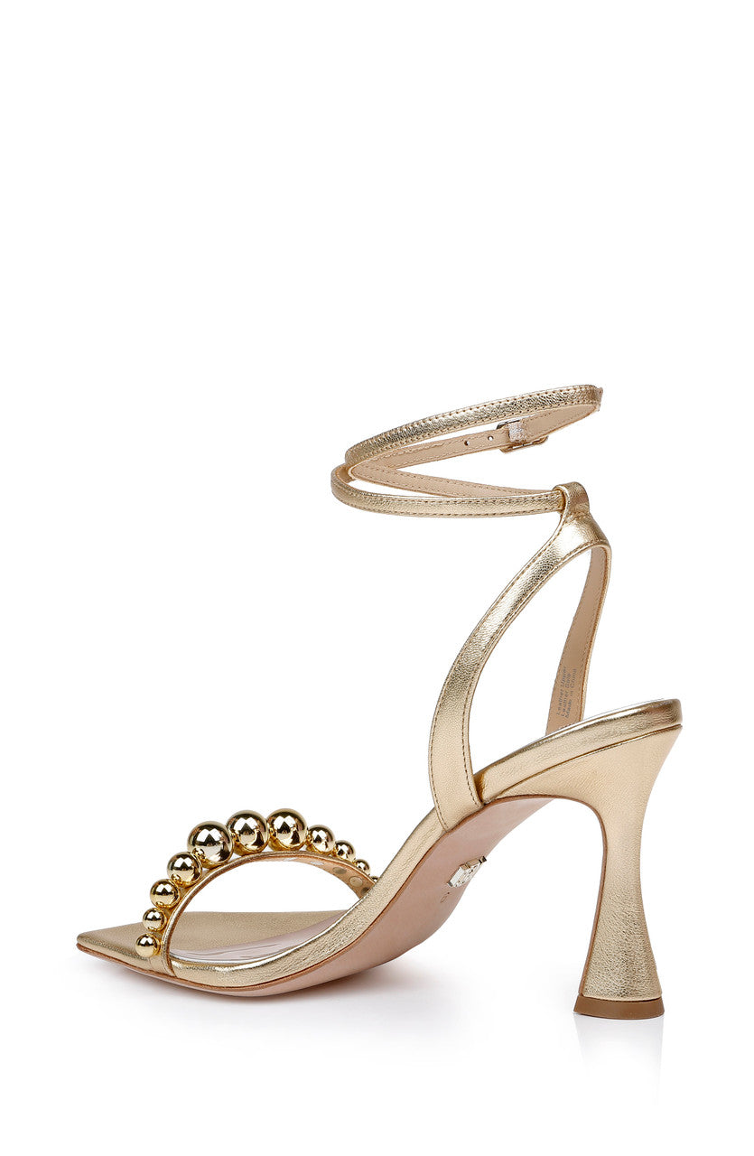 Gold | Cailey Strappy Stiletto Sandal with Balled Vamp