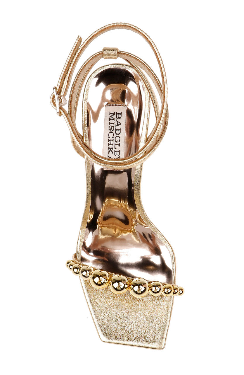 Gold | Cailey Strappy Stiletto Sandal with Balled Vamp
