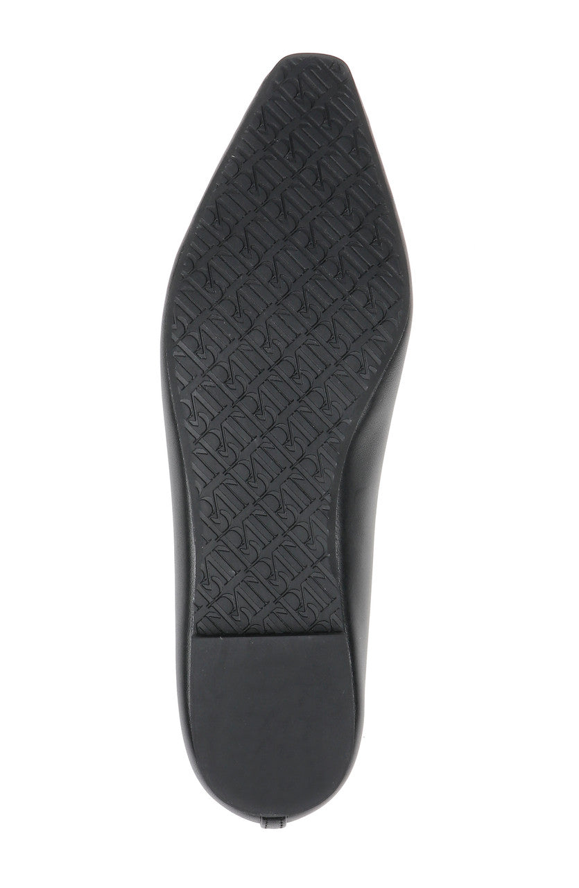 Black Leather | Cam Pointed Toe Leather Flats with Bow