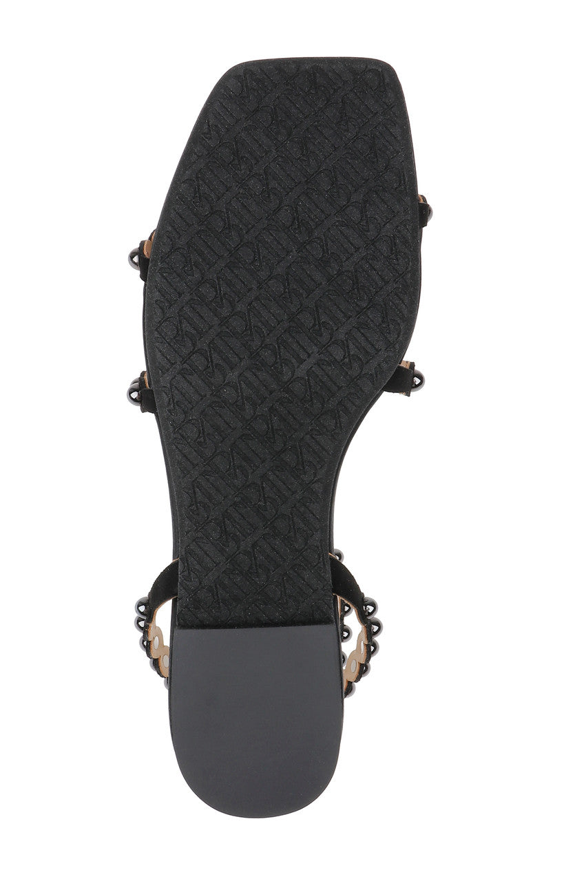 Black | Cami Pearled Gladiator Flat Sandal