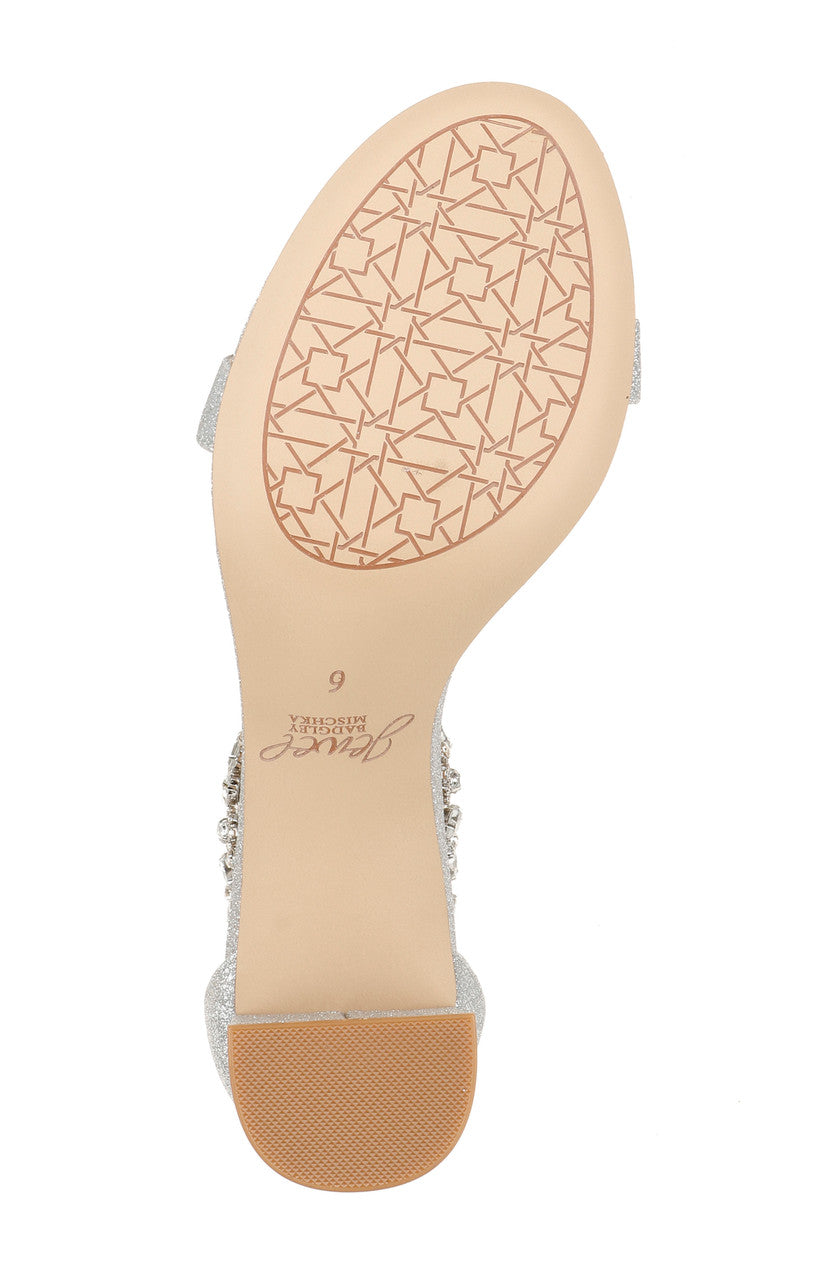 Silver Glitter | Catalina Open Toe Block Heel