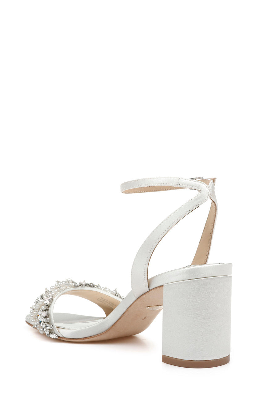 Soft White | Clara Embellished Strap Evening Shoe