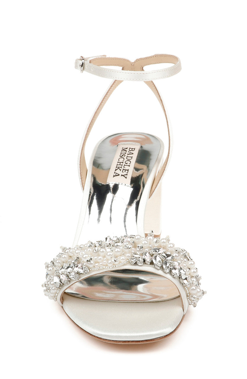 Soft White | Clara Embellished Strap Evening Shoe