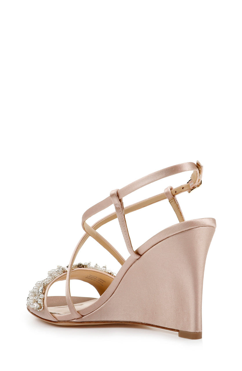 Soft Blush | Clarisa Strappy Wedge Evening Shoe