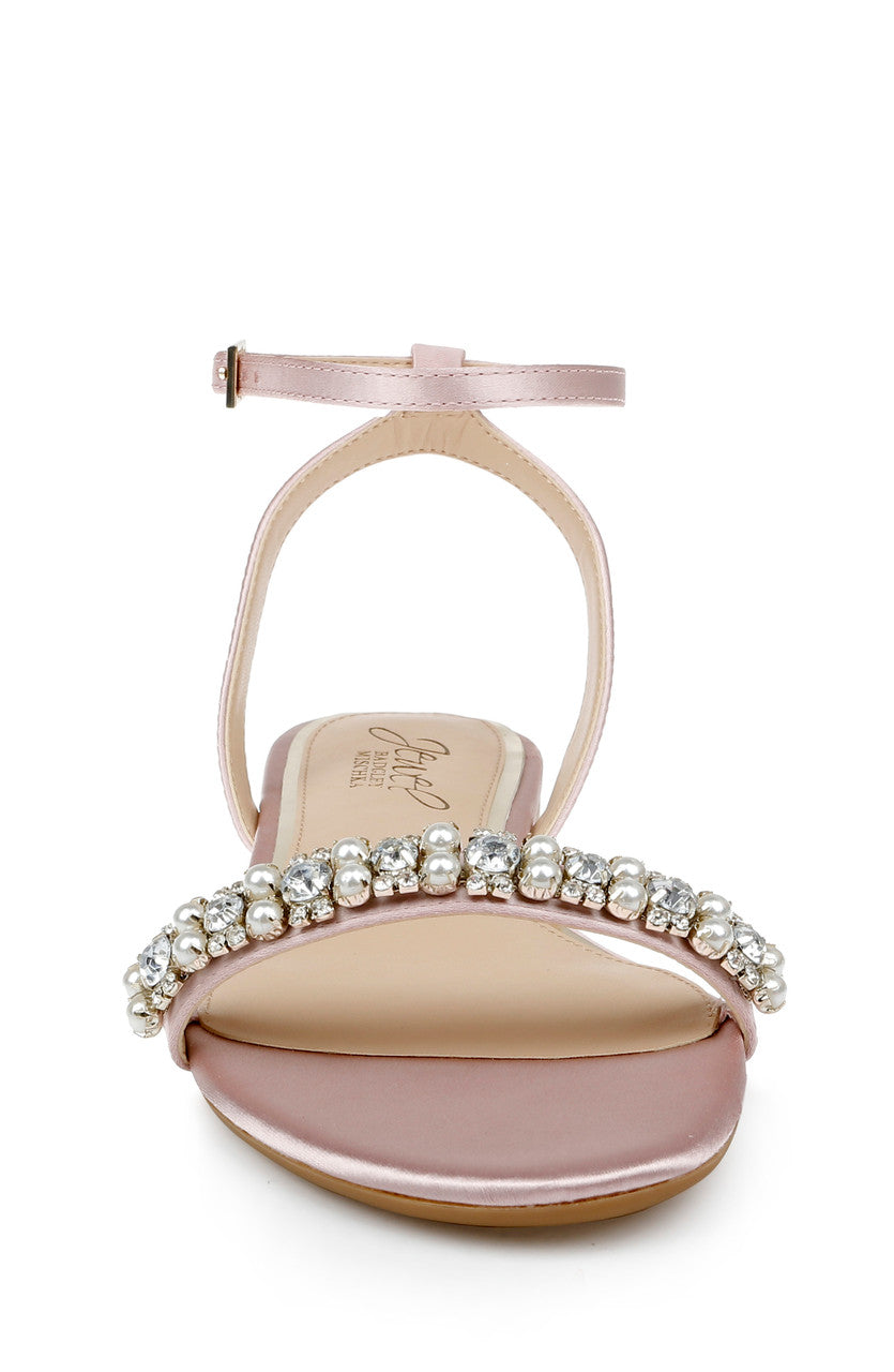 Pastel Pink | Daria Pearl and Crystal Flat Sandals