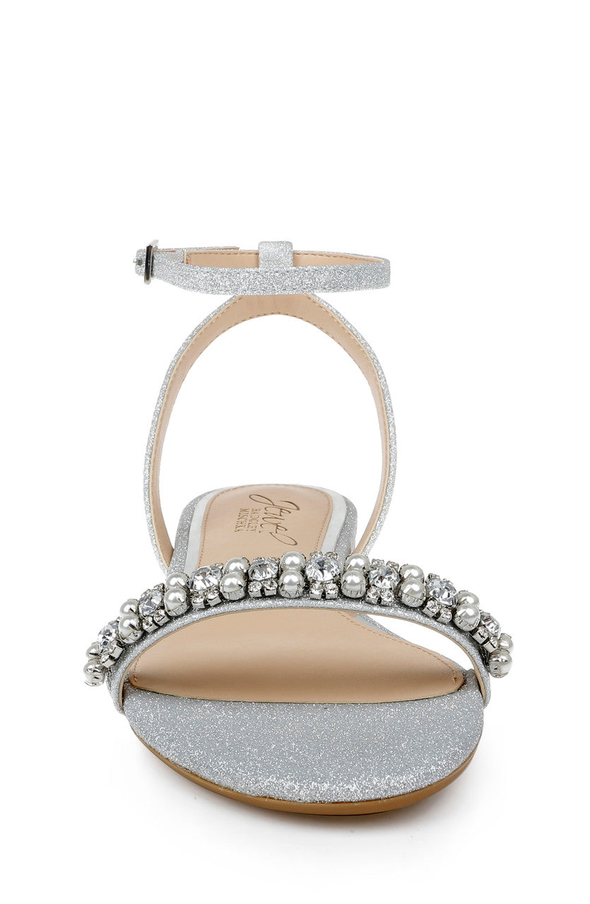 Silver | Daria Pearl and Crystal Flat Sandals