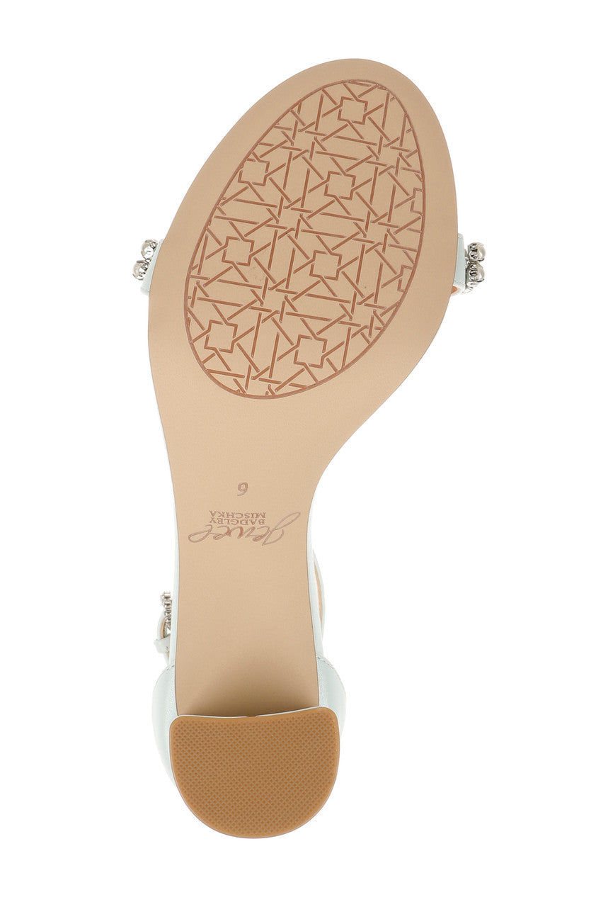 Pale Blue | Daylann Pearl and Crystal Block Heel Sandal