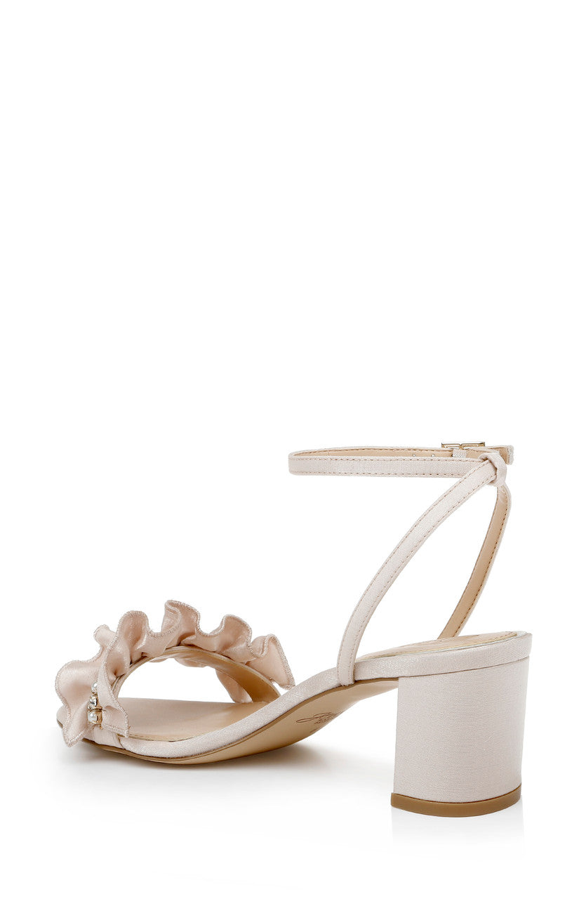 Champagne | Desirie Ruffle Block Heel Sandal