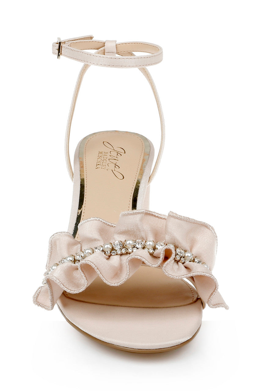 Champagne | Desirie Ruffle Block Heel Sandal