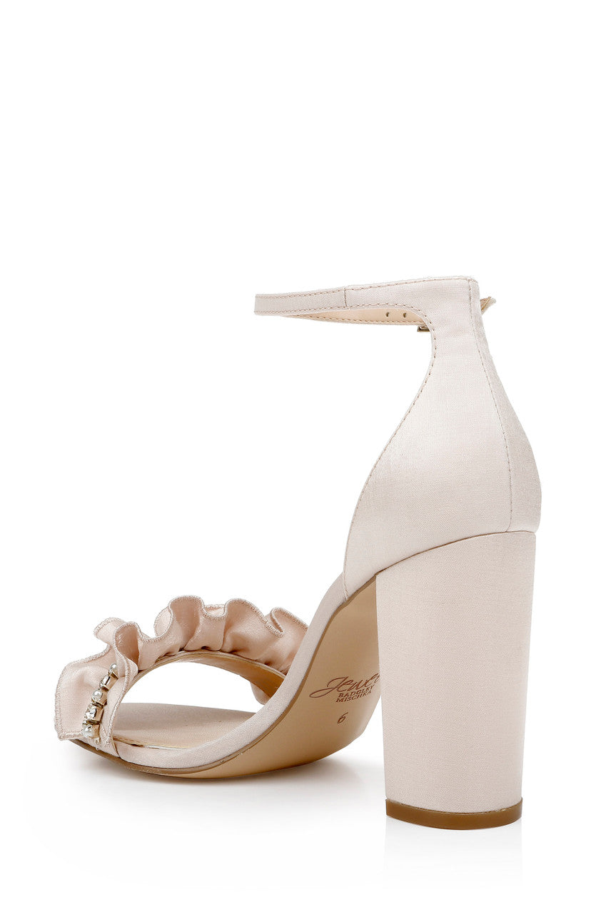 Champagne | Deva Ruffle High Block Heel