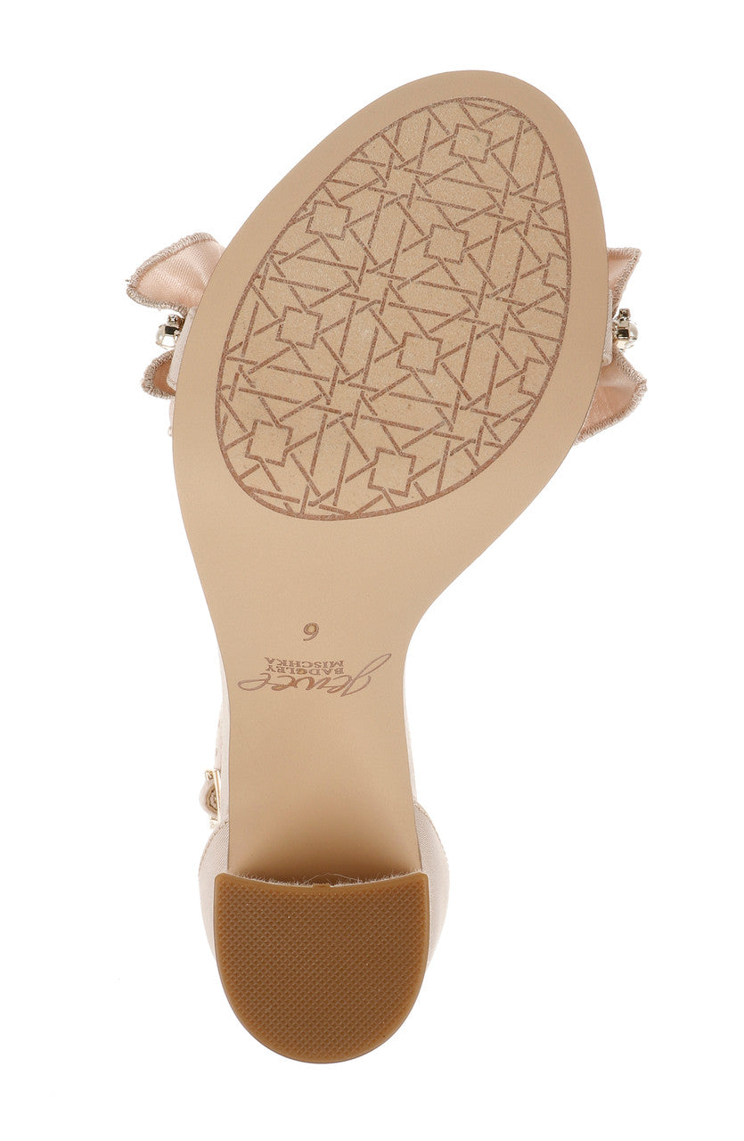 Champagne | Deva Ruffle High Block Heel