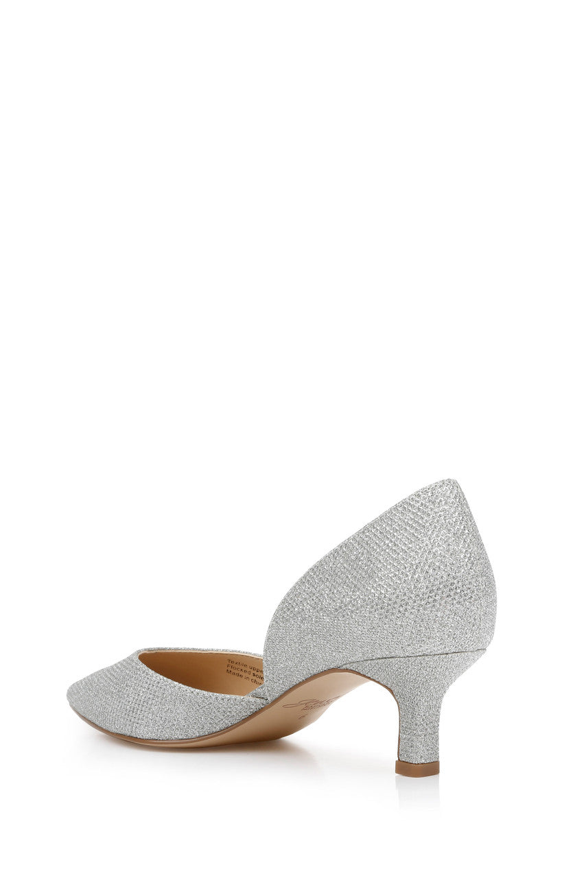 Silver | Dotty Glitter D'orsay Kitten Heel