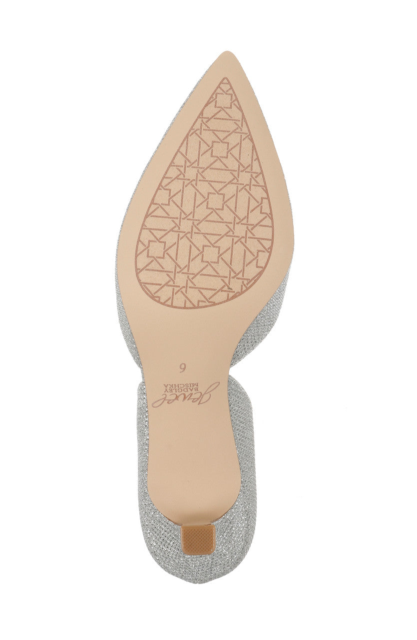 Silver | Dotty Glitter D'orsay Kitten Heel