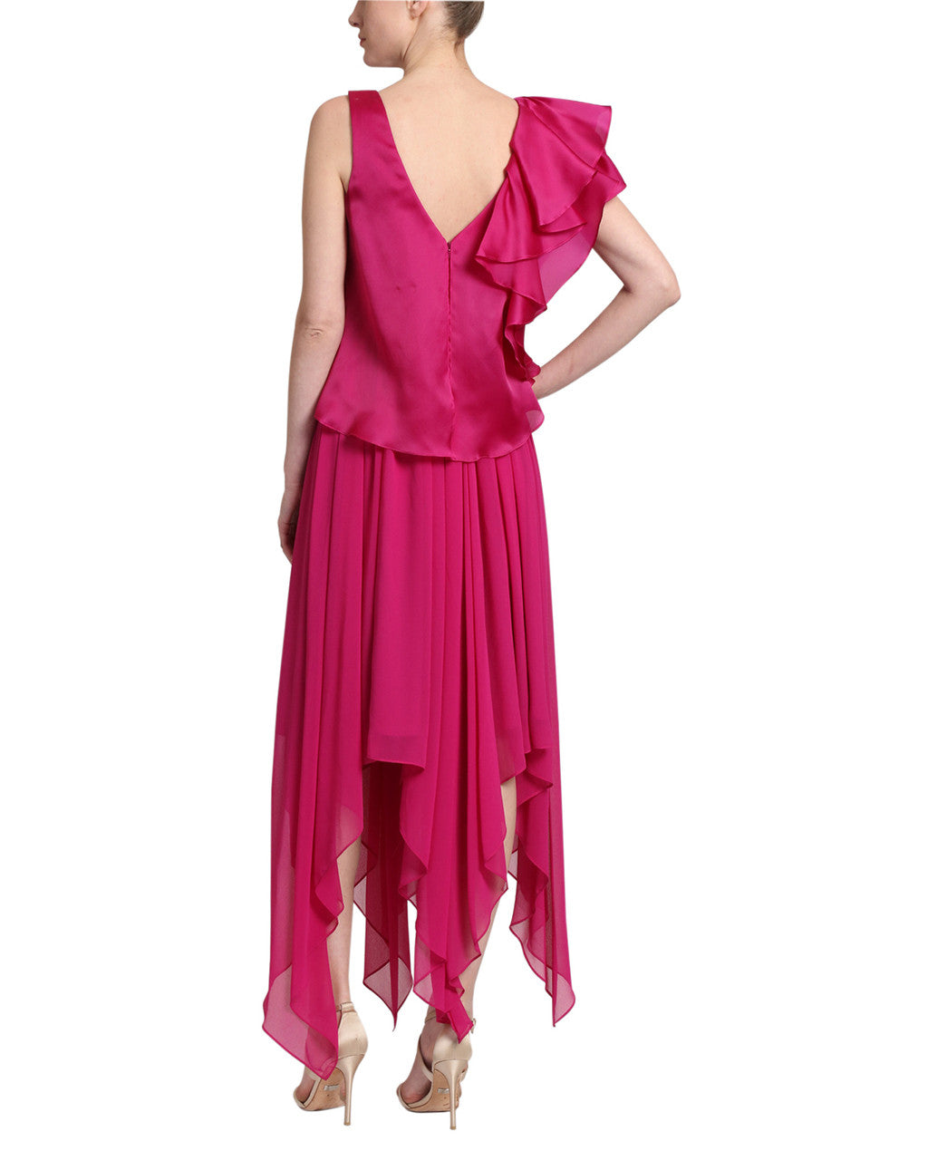 Fuchsia | Georgette draped dress