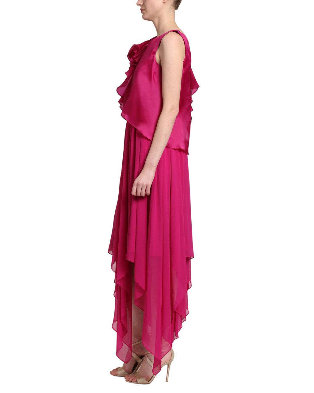 Fuchsia | Georgette draped dress