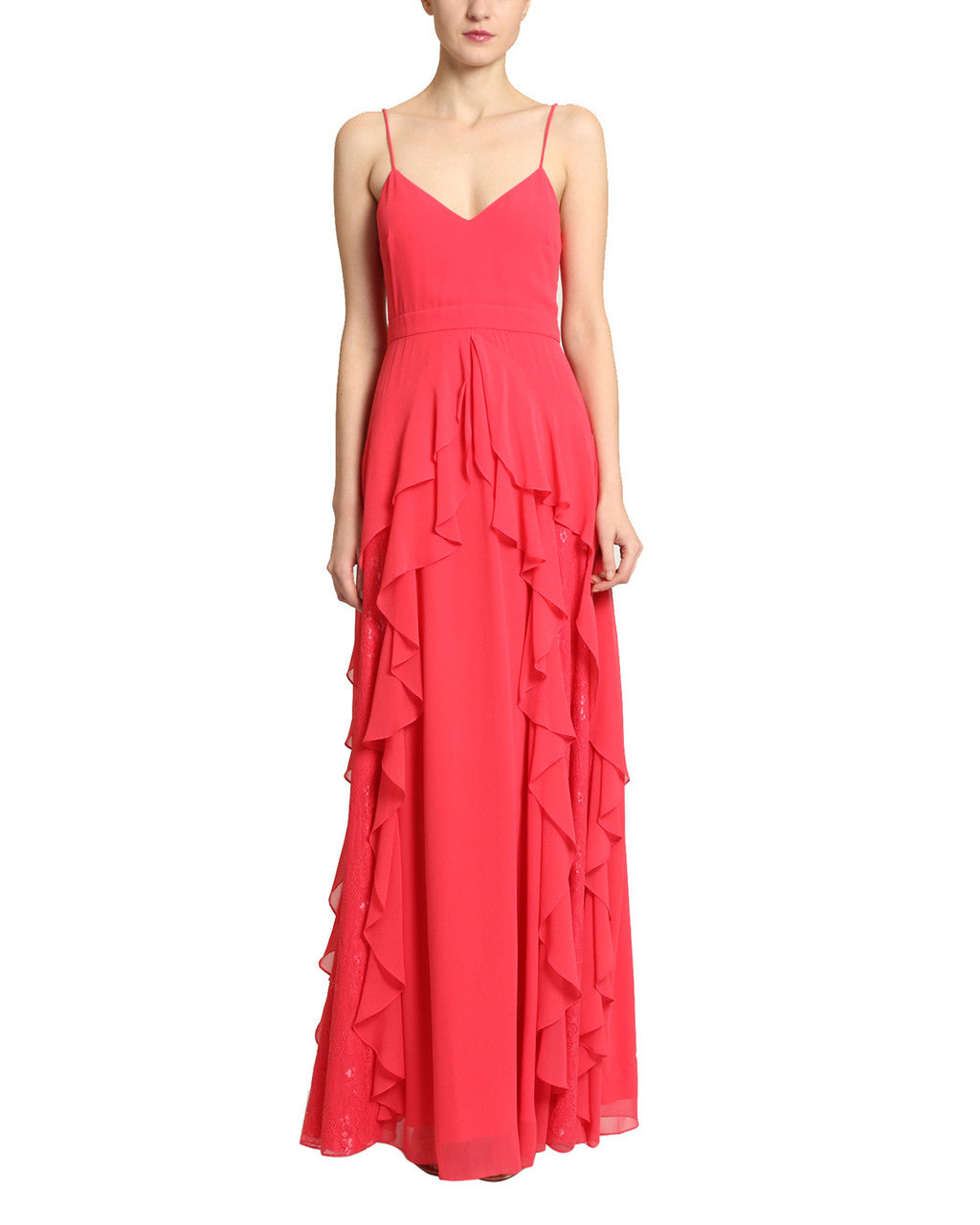 Berry | Lace Ruffle Gown