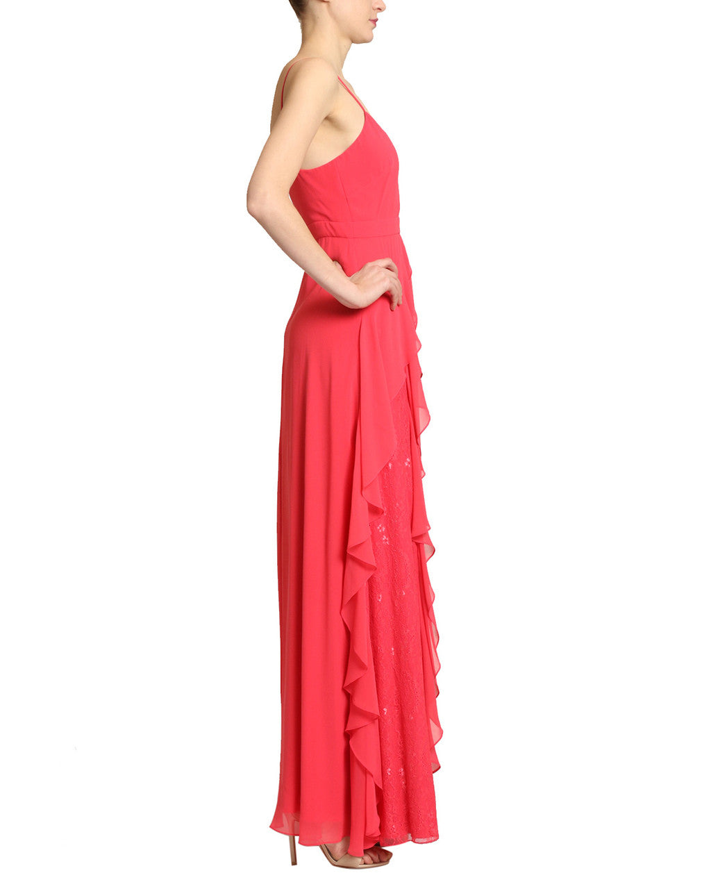 Berry | Lace Ruffle Gown