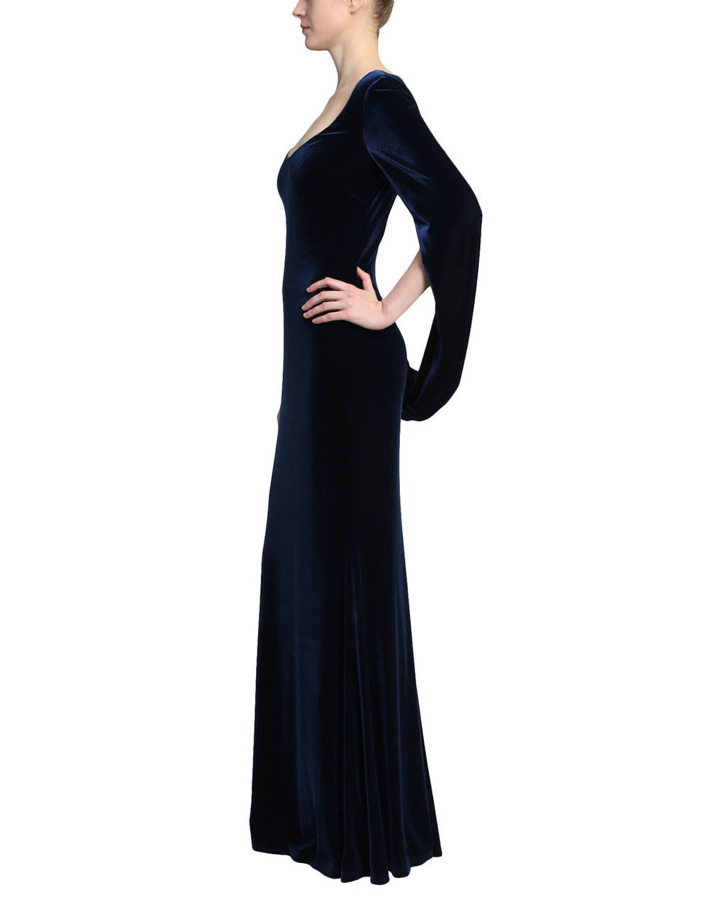 Sapphire | Velvet Cowl Sleeve Gown