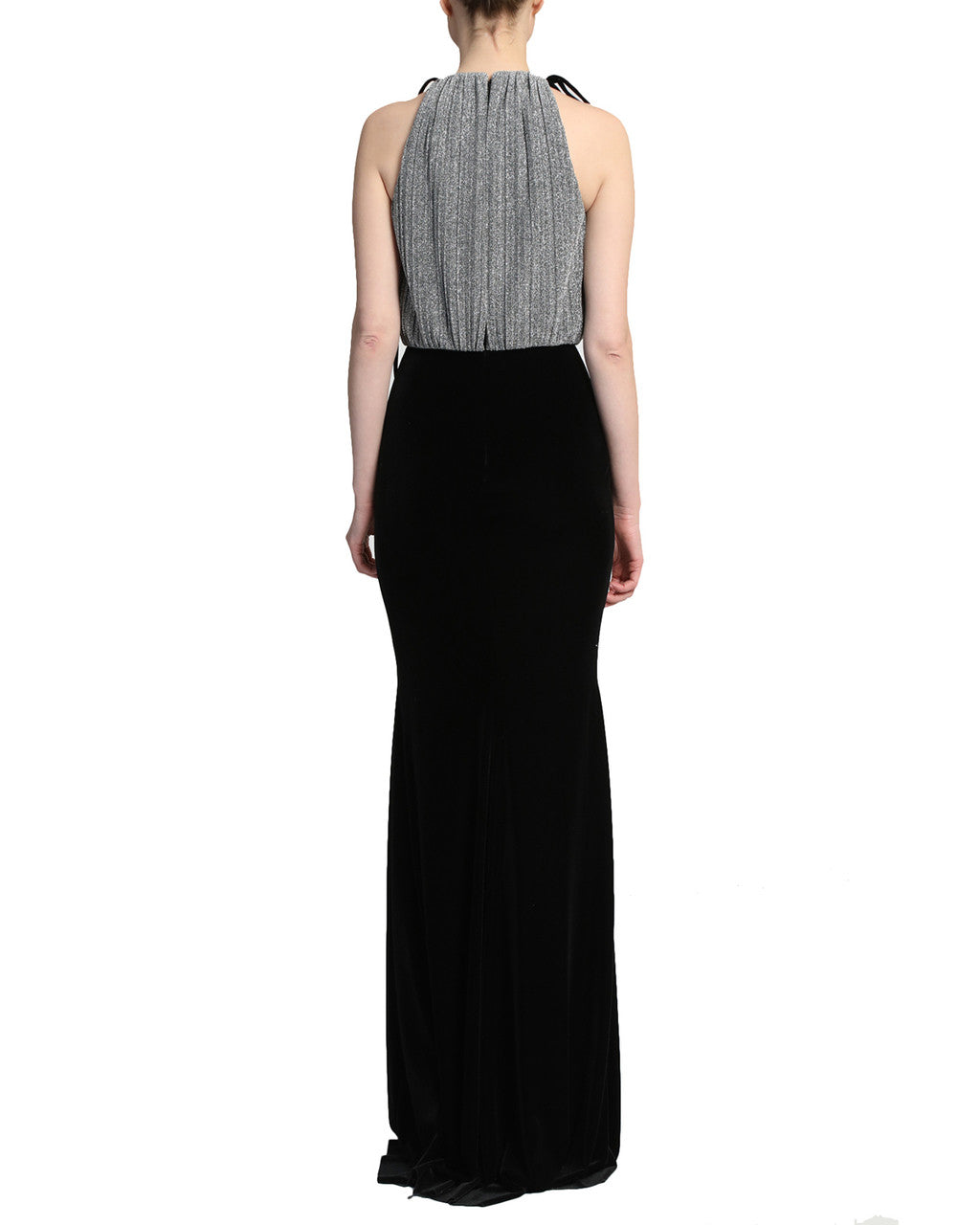 Black/Silver | Pleated Lurex Velvet Dress