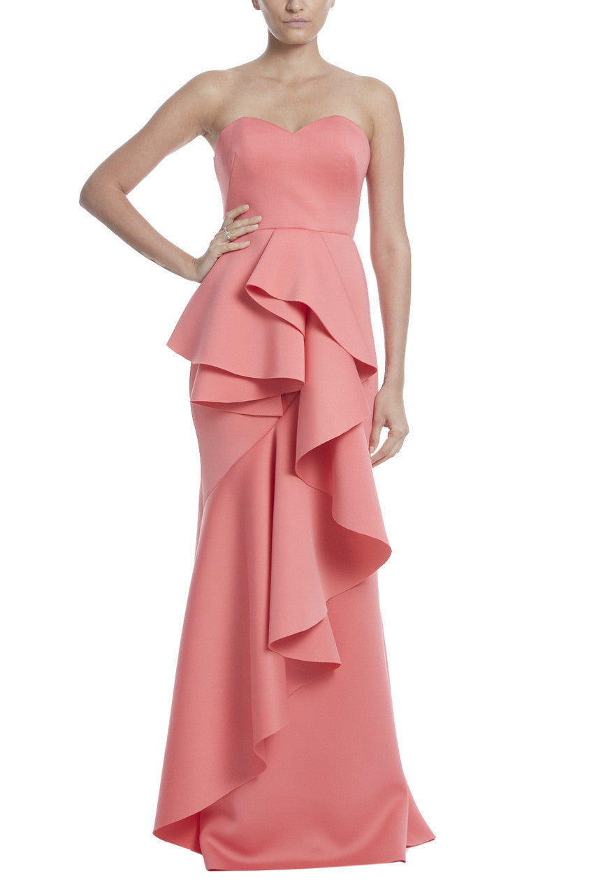 Paprika | Strapless Ruffle Front Gown
