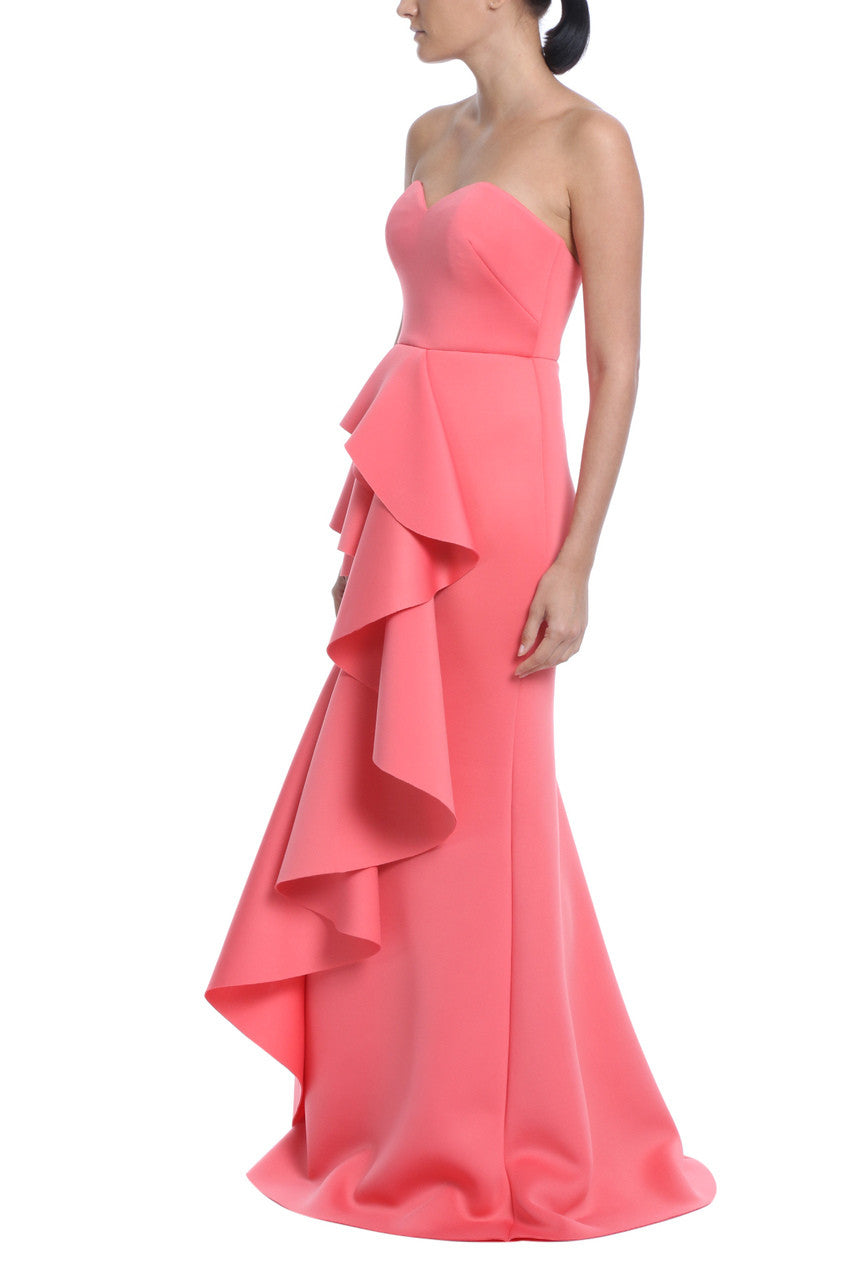 Paprika | Strapless Ruffle Front Gown