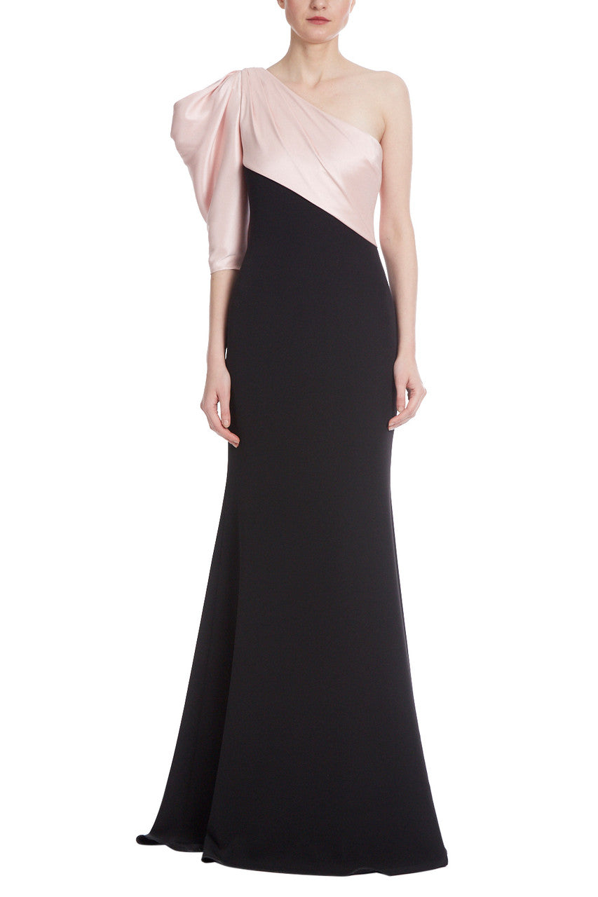 Black Blush | Asymmetrical Drape Two Tone Gown