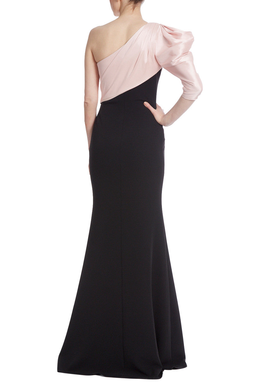 Black Blush | Asymmetrical Drape Two Tone Gown