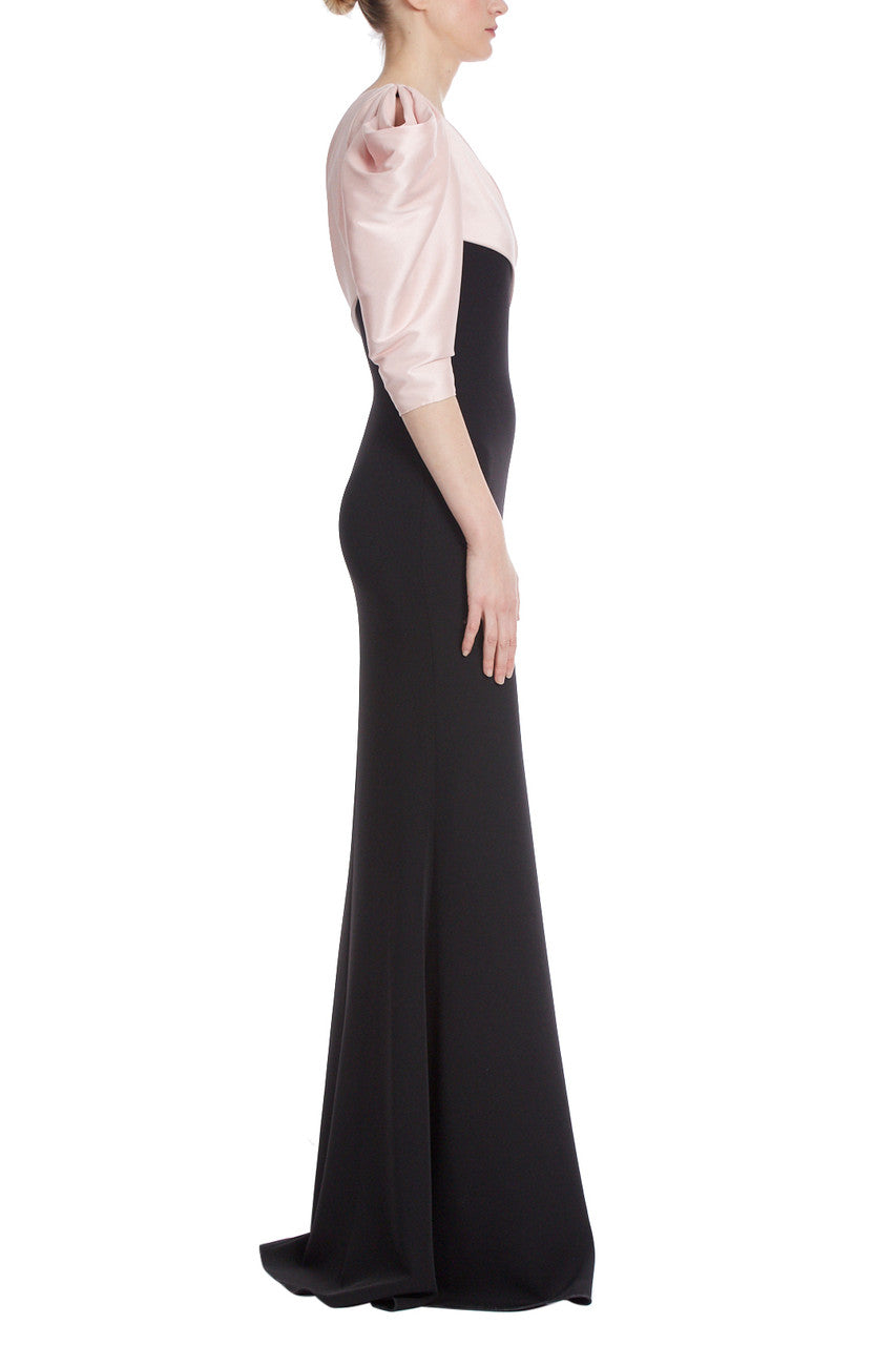Black Blush | Asymmetrical Drape Two Tone Gown