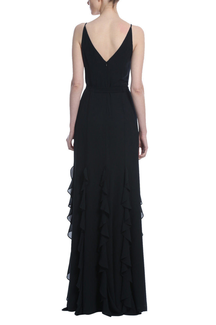 Black | Ruffle Georgette Gown